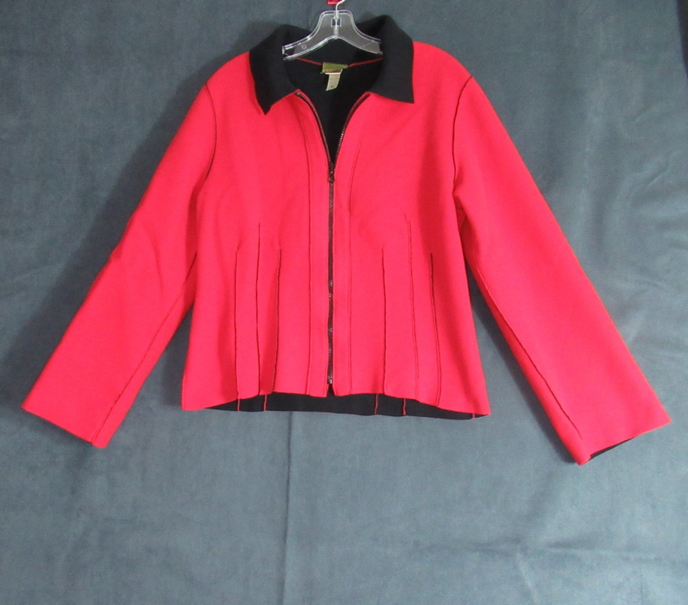 Vintage Maralyce Ferree Jacket Women Medium Red Black Reversible Ribbed Designer
